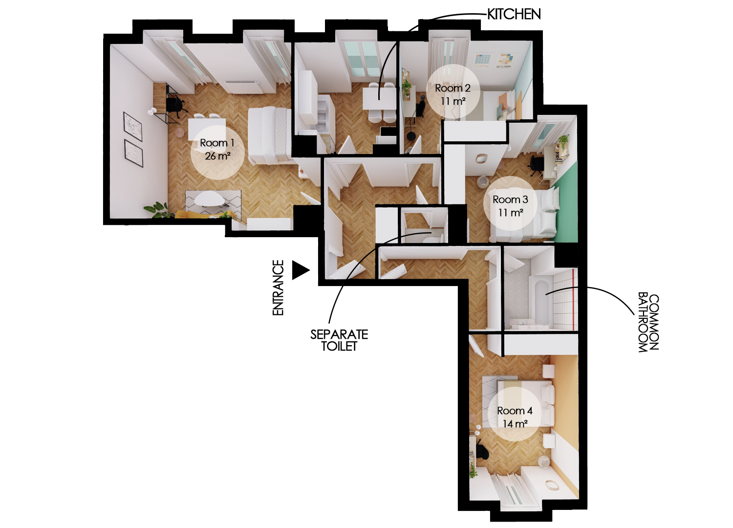 Pleasant room of 13 m² with view on courtyard – SDN27