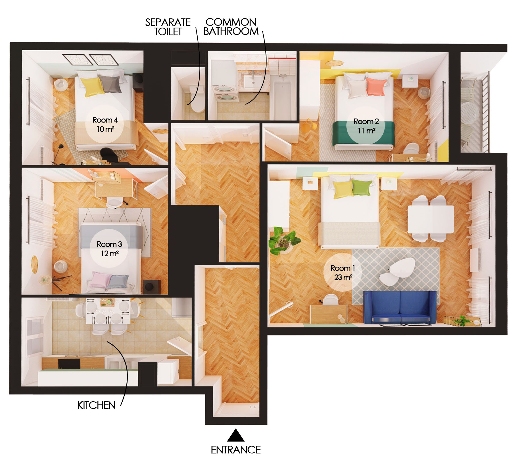 Spacious 23 m² master bedroom – SDN01