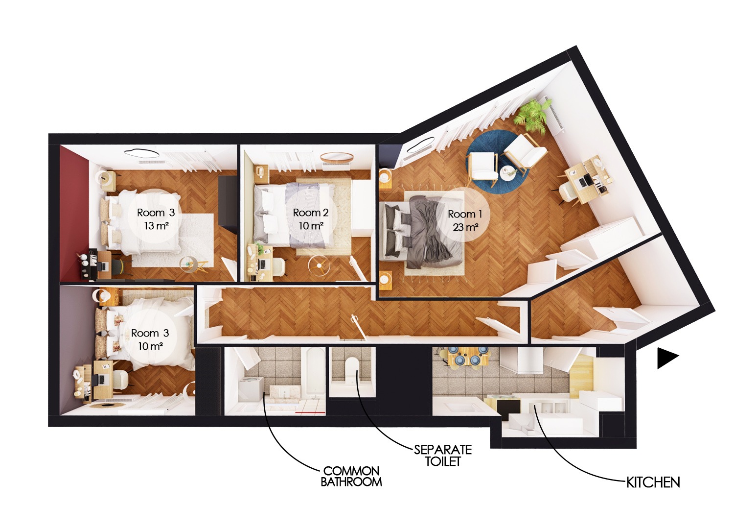 23 m² masterbedroom in coliving for rent near Paris – SDN43