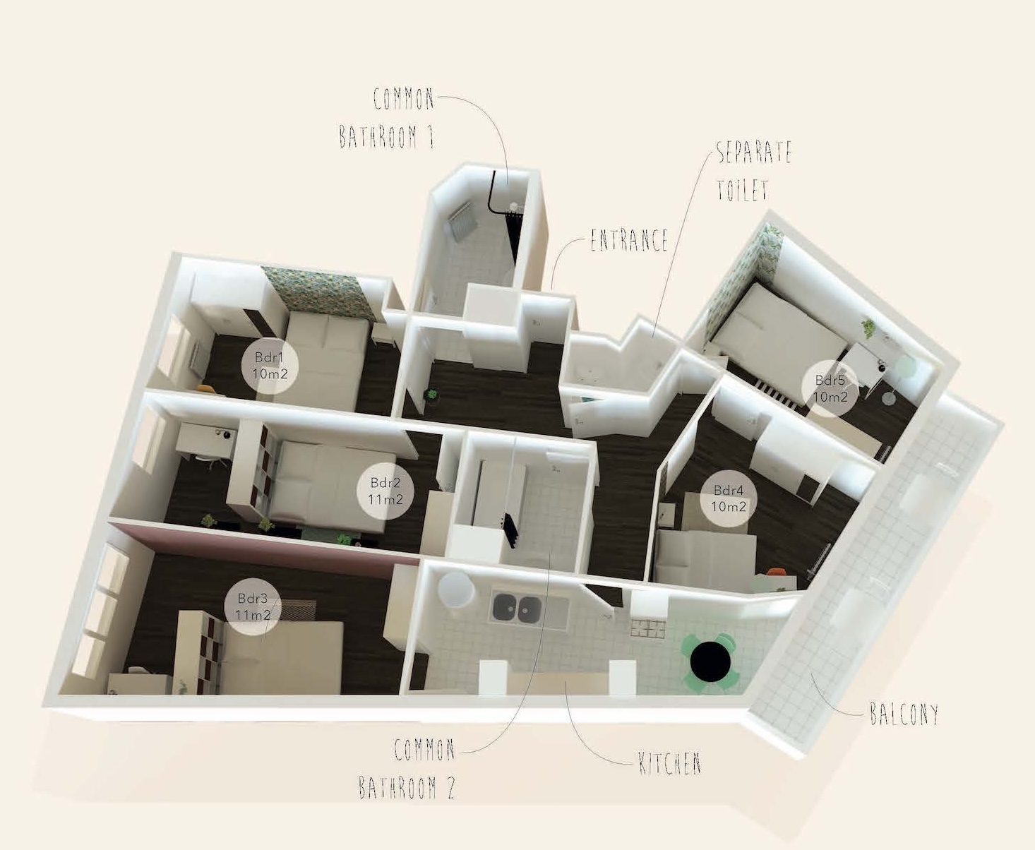 Beautiful bright room – 10m² – RU36