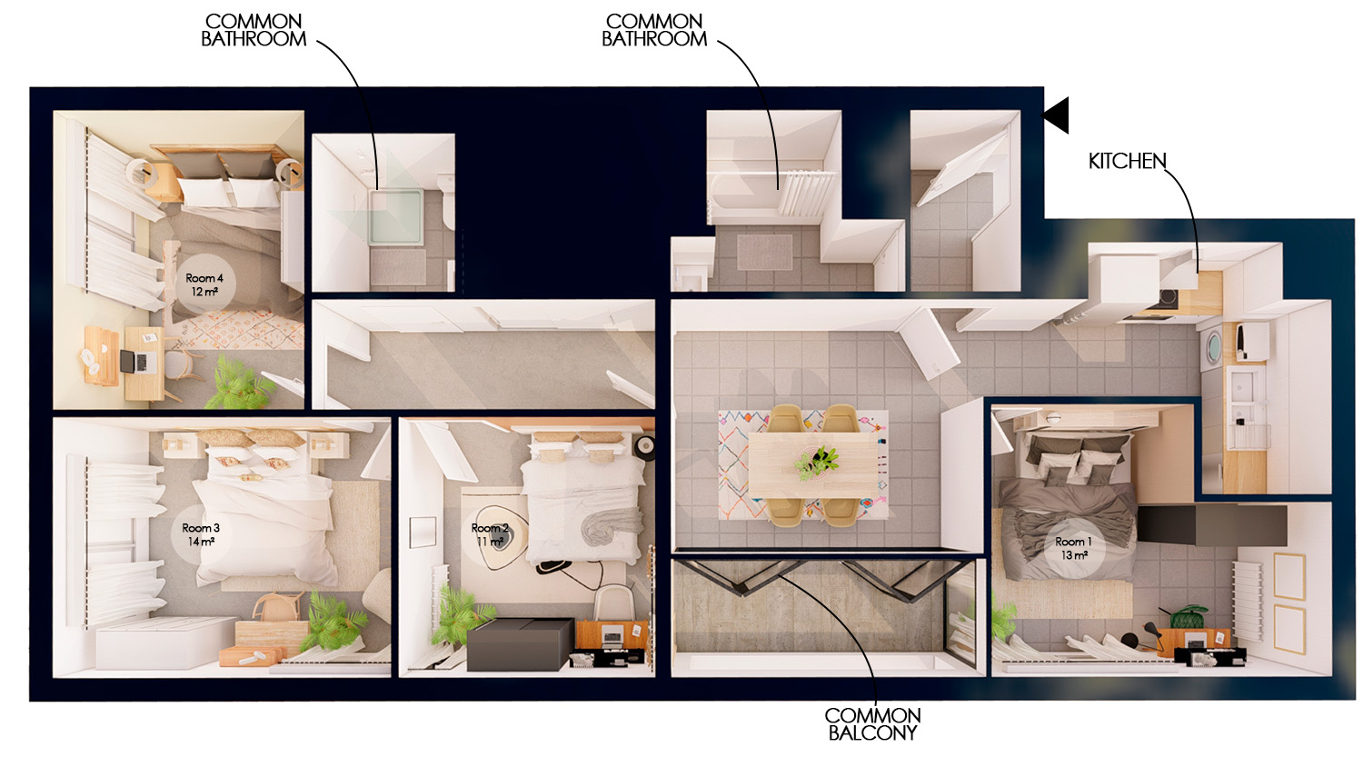 Rent this modern 13 m² bedroom in coliving at Rosa Parks – PA83