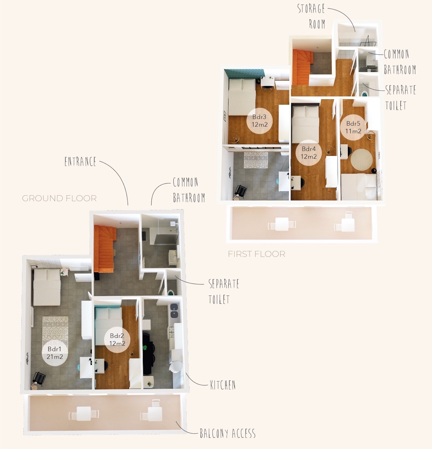 Bright and cosy room – 12m² – LY04
