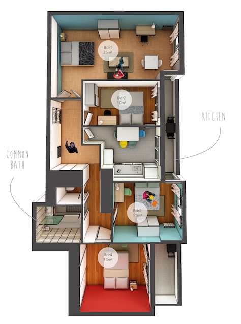 Pretty 10m² bedroom in coliving -G006