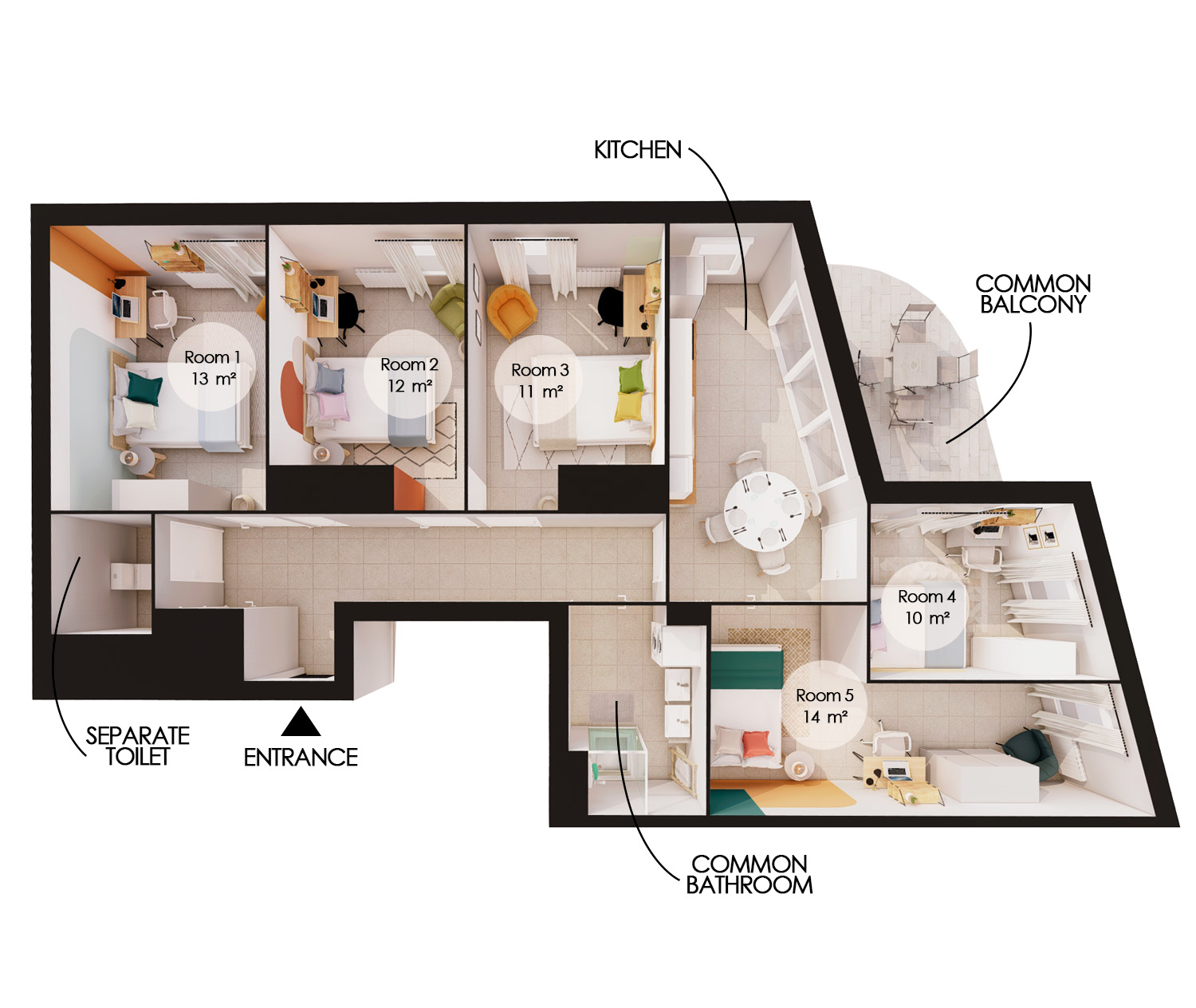 Harmonious 10 m² bedroom to rent near Lyon – LYO38