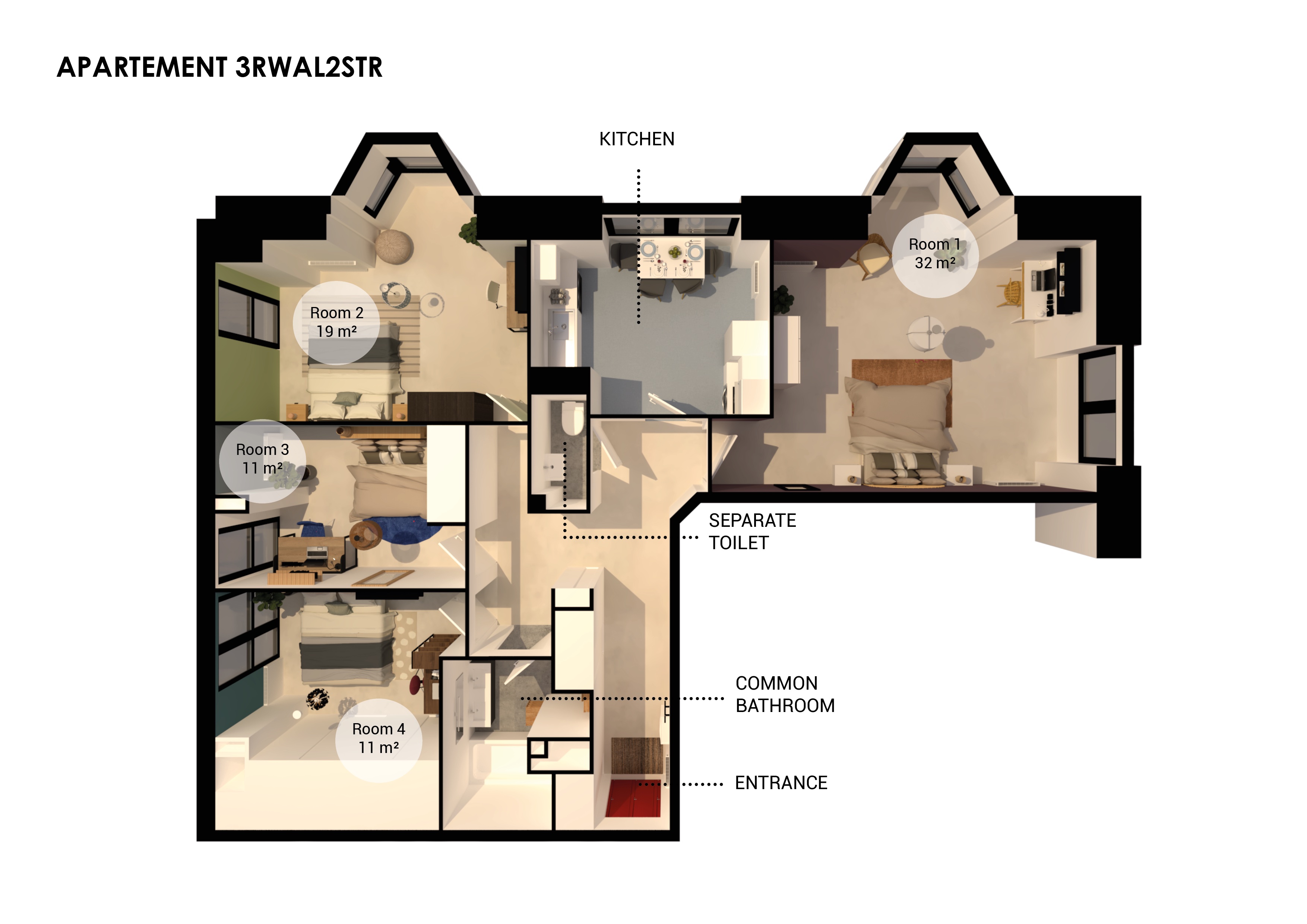 Magnificent 32 m² bedroom in Strasbourg – ST99