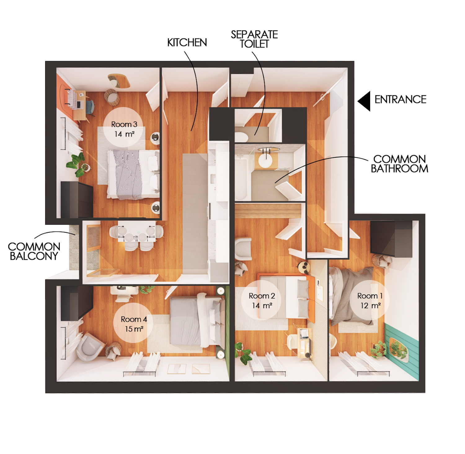 Sophisticatedbedroom of 14 m² to rent in coliving in Lille – LIL02