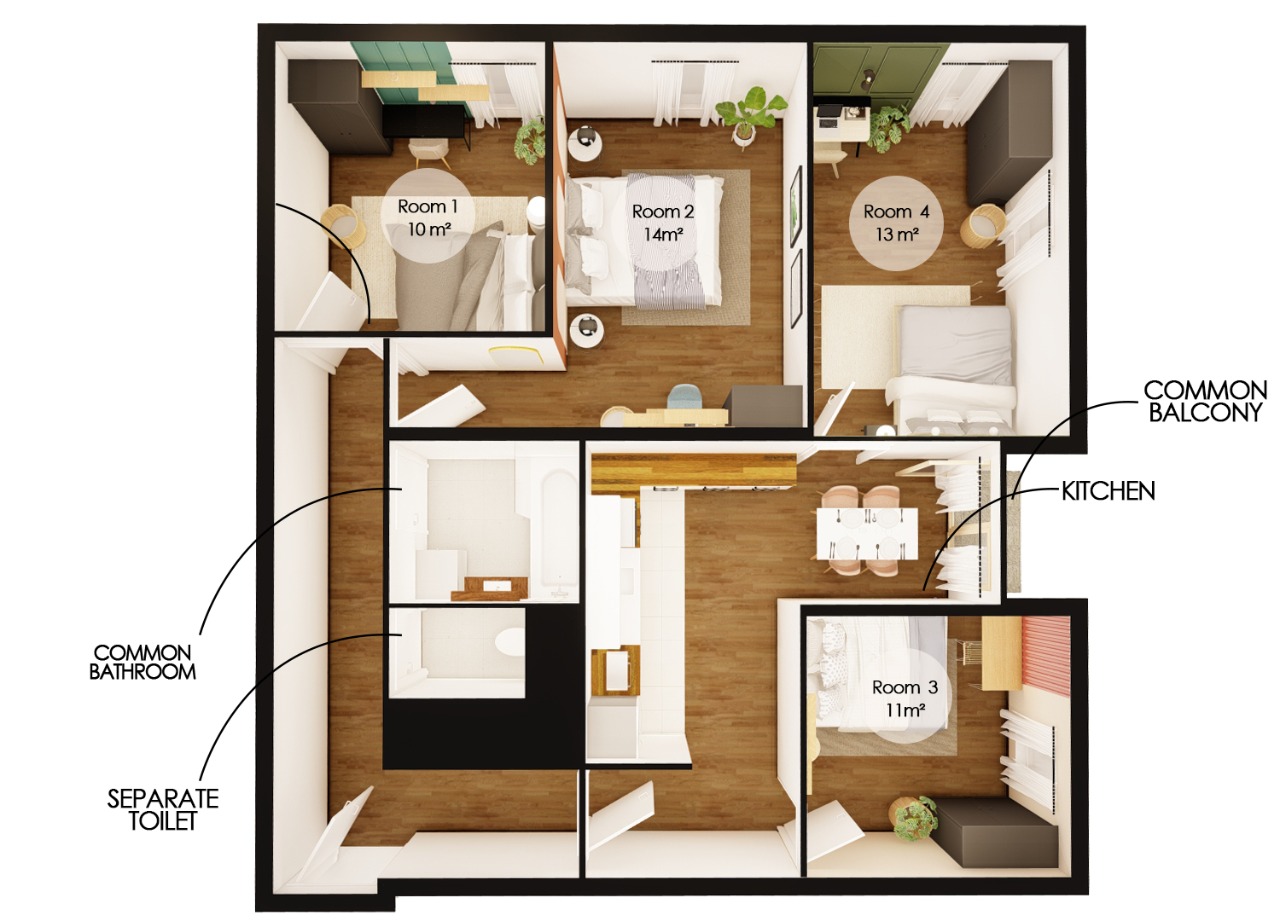 Charming 11 m² bedroom for rent in coliving in Lille – LIL13
