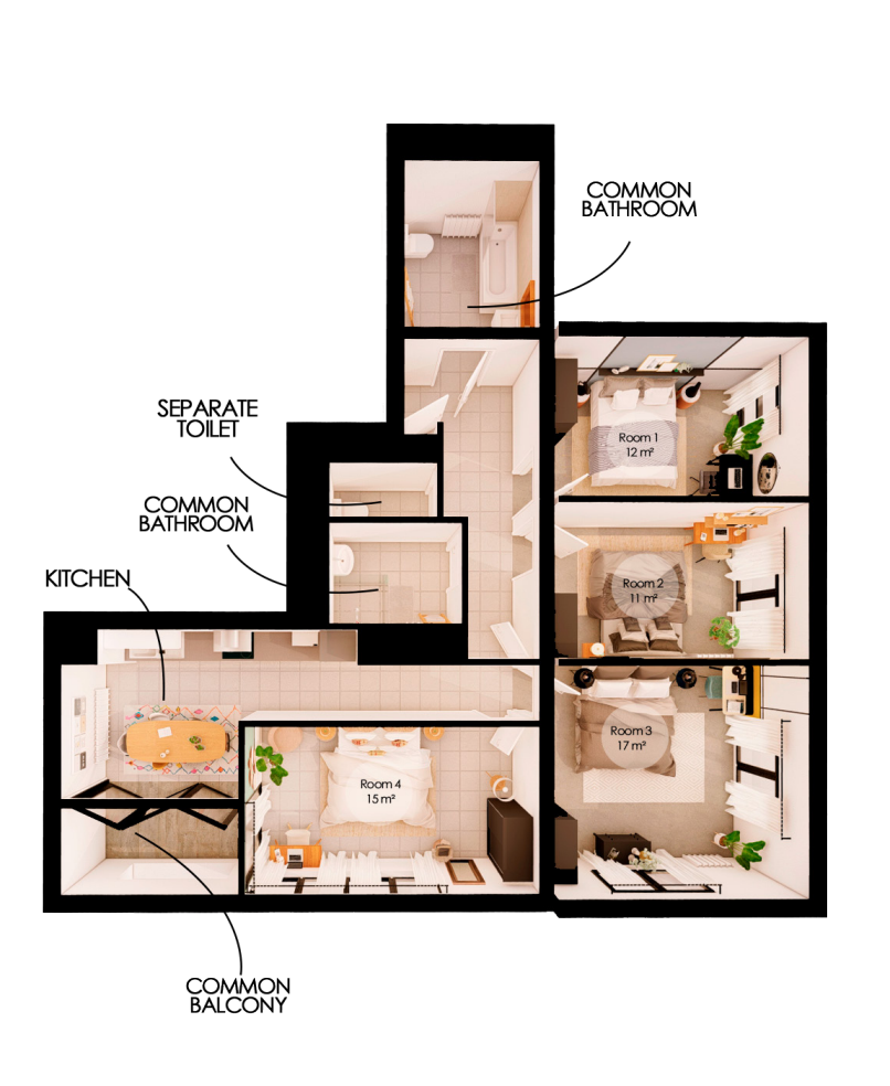 Rent this beautiful 11 m² bedroom in coliving at Rosa Parks – PA72
