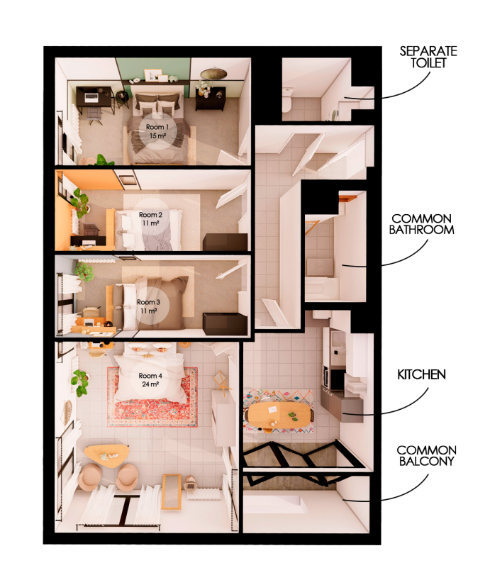 Rent this majestic 15 m² bedroom in coliving at Rosa Parks – PA75