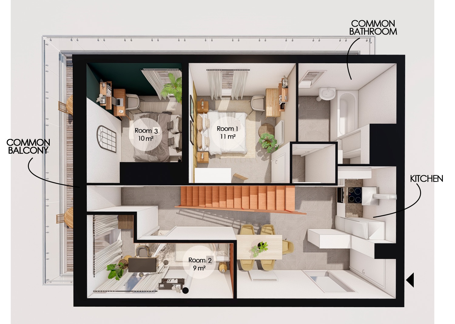 Move into this 11 m² minimalist room in a coliving space in Paris – PA102