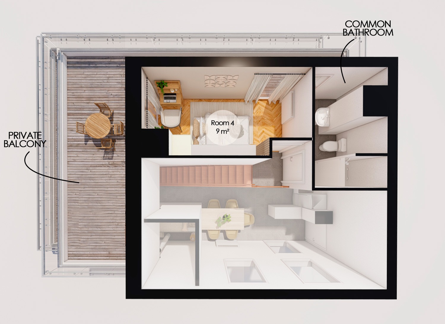 Move into this 11 m² minimalist room in a coliving space in Paris – PA102
