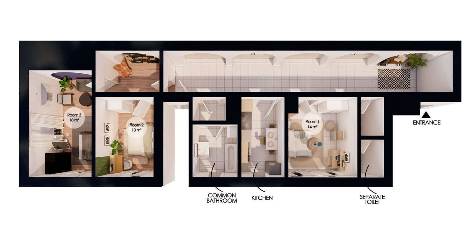 Move into this bright 14 m² coliving room in Strasbourg – ST85