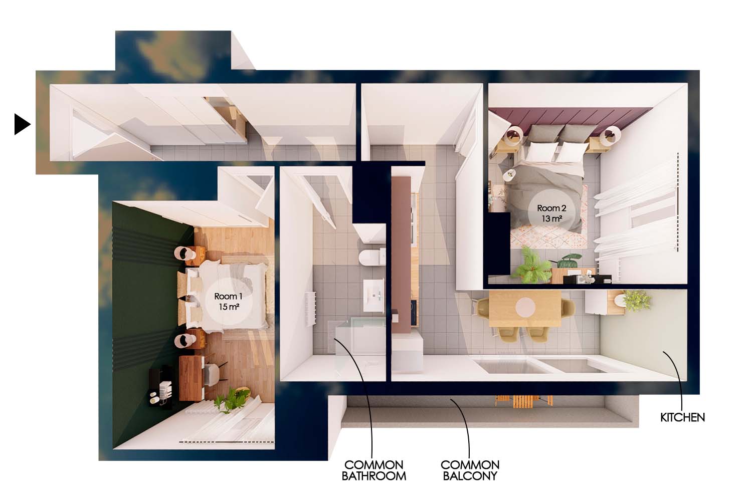 Contemporary-style 15 m² bedroom for rent in coliving at the gates of Bordeaux – B017