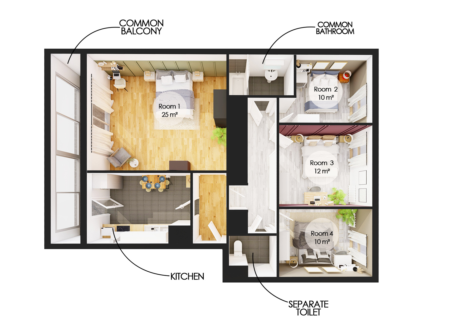 Comfortable 10 m² for rent in coliving in Bègles, near Bordeaux – B020