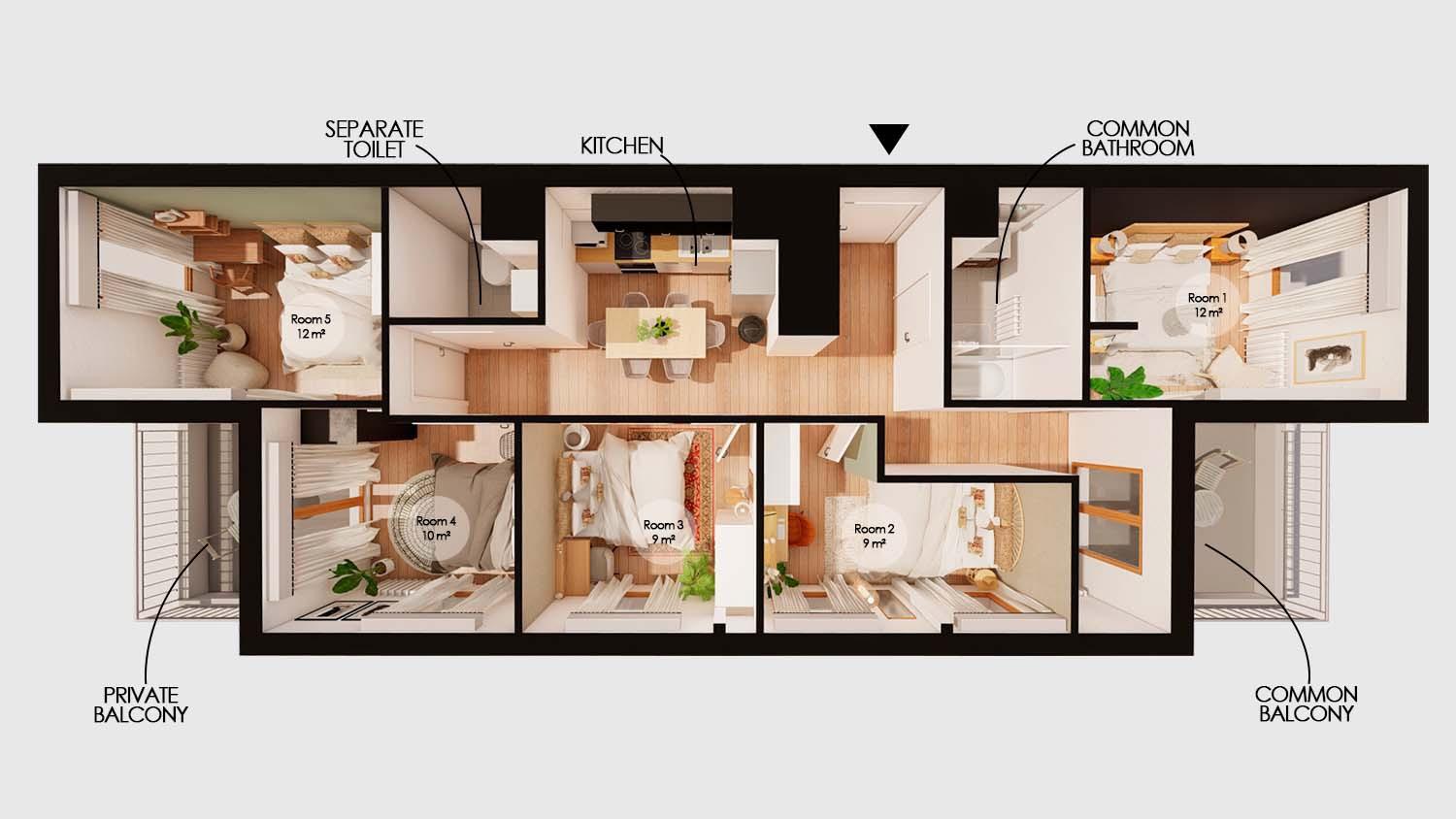Move into this beautiful 12 m² room in a coliving apartment in Bordeaux right now – BO28